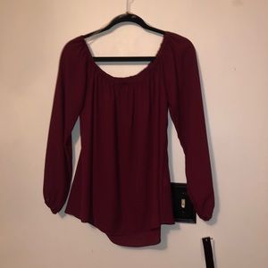 Maroon Off The Shoulder Top
